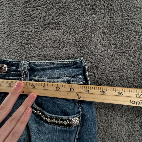 Miss Me Signature Rise Boot Cut Blue Denim Jeans Back Flap Pockets Women 26 - Picture 10 of 16